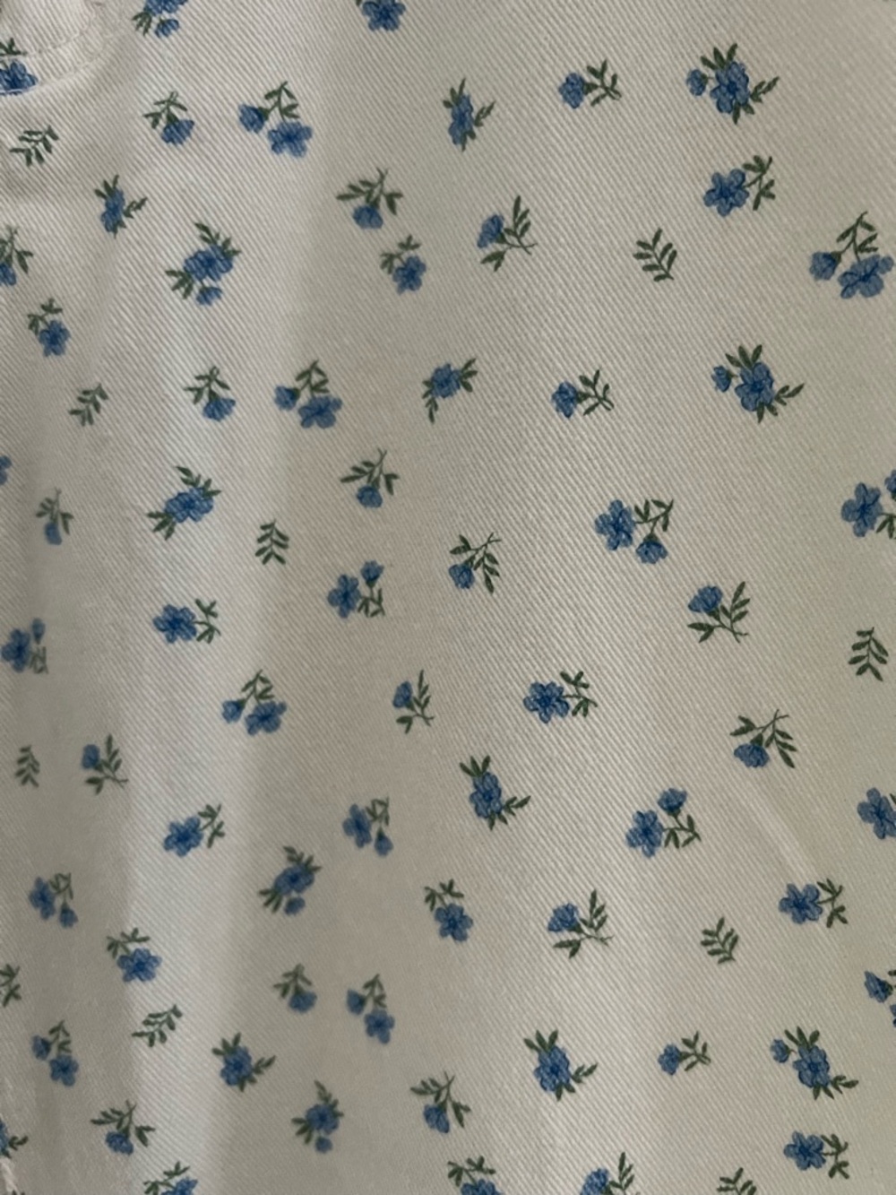 SHEIN Cream Straight Leg Jeans with Blue Floral Print - Picture 2 of 6